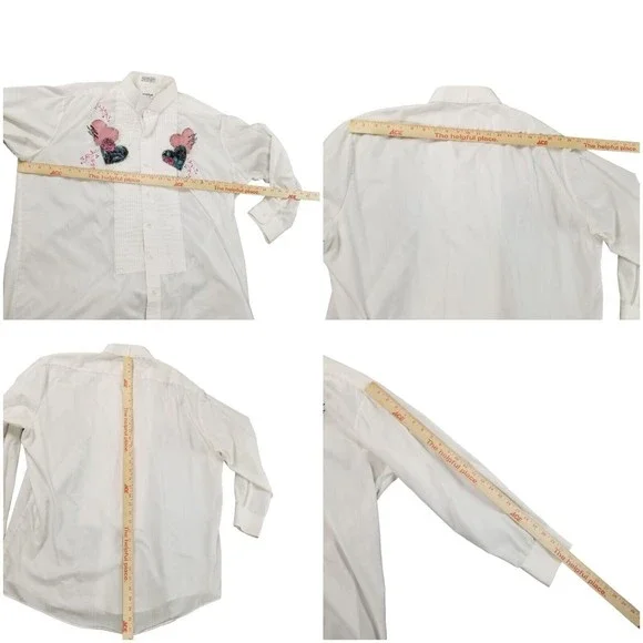 Vintage 90s Tuxedo Shirt Chaplin White Hearts Embellishment Womens Size 2X /3X - Picture 6 of 16